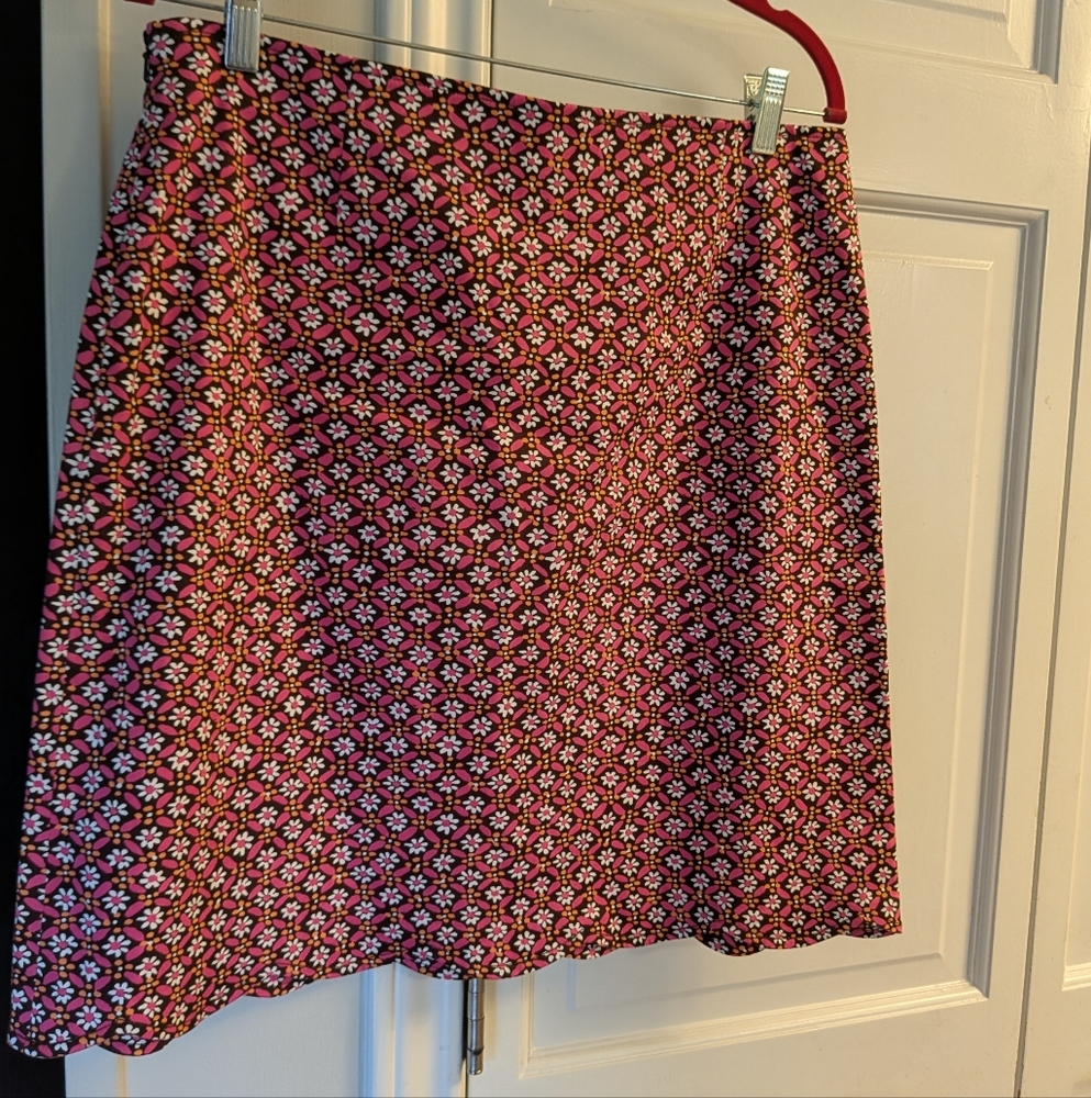 Harold's Pink Geometric Floral Patterned Skirt - SZ 12